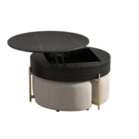 ATUNUS – meuble de maison, gain de place, rangement, Convertible, amovible, rotatif, rond, en ardoise, Table basse
