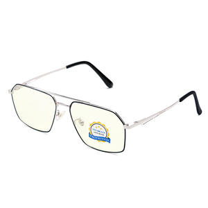 Lunettes anti-lumière bleue gris-noir, monture en métal, protection complète pour hommes et femmes 50009 - Product Image 1