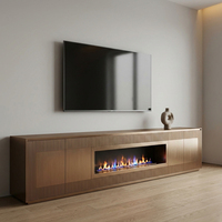 Meuble TV en acier inoxydable certifié CE, sans formaldéhyde, avec cheminée, support TV pour salon, nouveau design, meuble TV avec cheminée