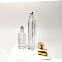 Rouleau rectangulaire en acier inoxydable, conteneurs d'huile de parfum de crème pour les yeux transparent 5ml 10ml bouteille en verre roulée