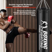 Sac de frappe suspendu en cuir microfibre robuste, durable et pré-rempli pour l'entraînement de MMA, Muay Thai, Kickboxing et Sanshou