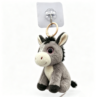 Porte-clés en peluche âne personnalisé, mini porte-clés animal en peluche âne, breloque de sac à dos en peluche âne