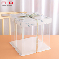 Boîte à gâteau acrylique transparente en PVC transparent avec ruban cadeau d'anniversaire recyclable écologique pour la pâtisserie utilisation alimentaire