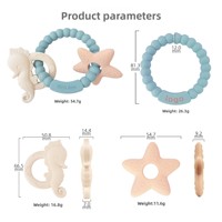 Nouveau design, anneau de dentition en silicone pour bébé, jouet mignon, sans BPA, forme d'étoile de mer, personnalisable par année