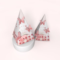 Vente en gros d'élégantes boîtes à bonbons en forme de pyramide en forme de papillon pour mariage boîte-cadeau de conception personnalisée pour fête