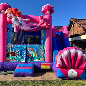 Castillo Inflable para Niños con Tobogán, Diseño de Sirena y Conchas, Casa de Brinco Inflable con Tobogán Acuático para Niños - Product Image 2