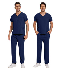 Set di Scrub chirurgico da uomo a maniche corte con LOGO a rapida asciugatura in Spandex Rayon medico orale Pet Spa infermiere Scrub uniforme camice da laboratorio - Product Image 3