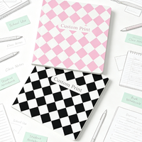 Carnet de papeterie créatif Kawaii, motif à carreaux, couverture en papier, reliure cousue, impression numérique, 8 styles disponibles, 100 feuilles, cadeau