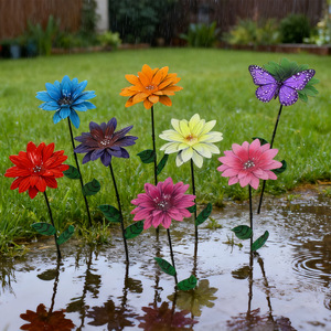 Dekorasi taman halaman luar ruangan, rangkaian bunga aster kecil simulasi seni besi - Product Image 3