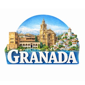 Imán de Refrigerador Personalizado con la <span class=keywords><strong>Idea</strong></span> de tu Elección, Ciudades de España, <span class=keywords><strong>Granada</strong></span>, Imán de Resina 3D, Artesanía de Poliresina - Product Image 1