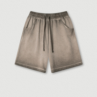 Shorts Bermuda amples en molleton 100 % coton 310 GSM, teinture pigmentaire, finition délavée effet vieilli, légèrement brossés, pour homme