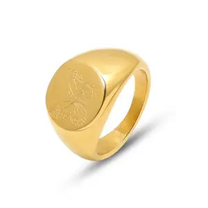 Joyas דה acero inoxidable פשוט מצופה פרפר פרח עיצוב עתיק טבעות לנשים נירוסטה 18k זהב תכשיטים