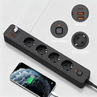 Überspannung schutz Multiprise-Steckdosen leiste EU-Stecker Steckdosen leiste Unterstützt kunden spezifische Steckdosen-Verlängerung stecker mit USB und Typ c