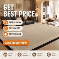 Tapis de salon moderne minimaliste crème, tapis texturé sur mesure avec bordure noire, antidérapant, résistant à l'usure, insonorisant, OEM