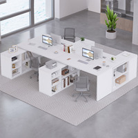 Escritorio de Oficina en Forma de L con Estante de Almacenamiento, Muebles de Oficina en Madera MDF de Diseño Personalizado, Escritorio de Computadora para Juegos