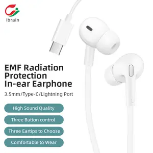 3.5 MM Wired Earphones Anti Radiation Air Tube Headsets EMF Protection Mobile Phone earphones