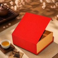 Boîte cadeau rigide rouge en carton avec fermeture magnétique, emballage de luxe avec compartiments, logo personnalisé, vente en gros