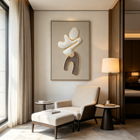 Art mural abstrait moderne de luxe 3D fait main en MDF et plastique avec éclairage LED gris, finition personnalisée, à suspendre pour hôtel ou bureau