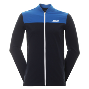 แจ็กเก็ตกอล์ฟผู้ชายแบบปรับแต่งได้เสื้อกันลมสำหรับกีฬากลางแจ้งเสื้อกันลมแห้งเร็วคอตั้งฤดูใบไม้ผลิเย็บปะติดโลโก้ด้านหน้า - Product Image 5