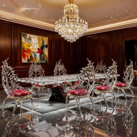 Chaise d'appoint haut de gamme en résine époxy, cuir transparent et cristal platine pour la décoration intérieure de la maison, de l'hôtel et de la villa, idéale pour la salle à manger