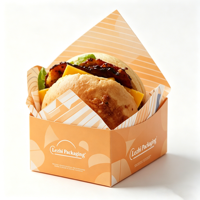 Papier d'emballage en gros pour petit-déjeuner, anti-taches, pour restaurants, boîte à hamburger, boîte à pain grillé pour sandwich
