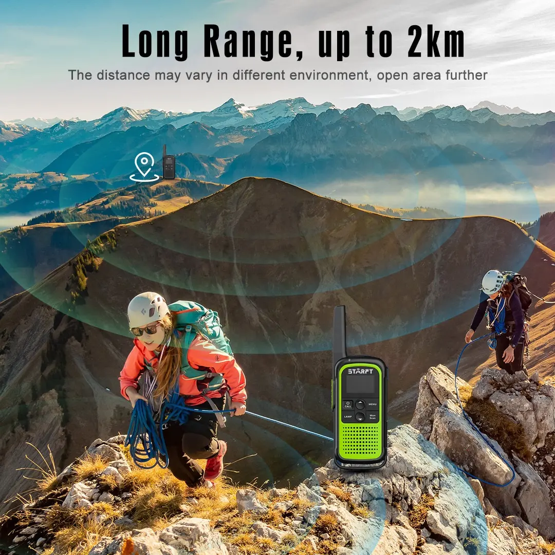 Starft JV01 walkie talkie Mini, radio ham layar 1.28 inci, cuaca frs gmrs i Forcast Torchlight 2W