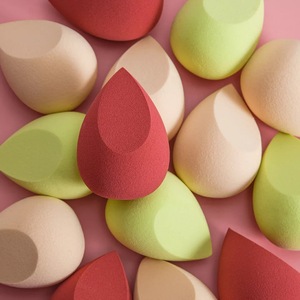Popular forma de gota de agua y calabaza, hojaldre de muchos colores para maquillaje, logotipo personalizado, bolsa Opp + esponja Triangular de cartón 200 - Product Image 5