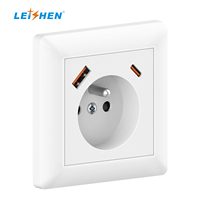 Prise murale certifiée CE LVD, norme française, avec port de charge rapide USB Type-C pour la rénovation de maisons, appartements et hôtels