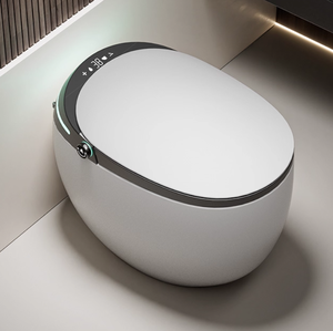 Inodoro inteligente moderno de cerámica de una pieza con bidé eléctrico, negro, alargado, con descarga automática, sifón en S y doble descarga, accesorio de baño. - Product Image 1
