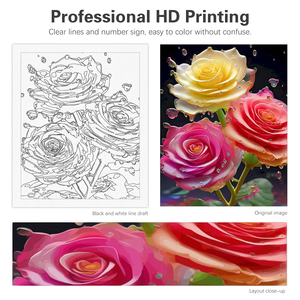 Peinture <span class=keywords><strong>acrylique</strong></span> par numéros Kits bricolage décors à la maison cadeaux pour adultes 40x50cm/16x20 pouces paysage <span class=keywords><strong>fleurs</strong></span> Style européen imprimé <span class=keywords><strong>toile</strong></span> - Product Image 5
