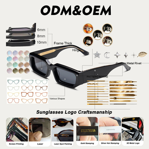 Personalized Latest for Women Polarized Luxury Ce Certified Logo Custom Frame Vintage Men's Rectangle Thick Acetate <strong>Sunglasses</strong> - Product Image 6
