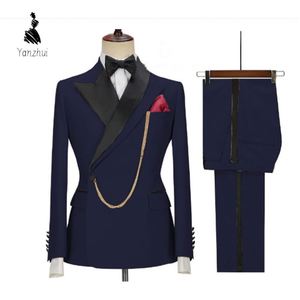 <span class=keywords><strong>Traje</strong></span> de Negocios de Dos Piezas <span class=keywords><strong>con</strong></span> Botón Lateral YZ para Hombre, Blazer y Pantalones a Juego, Atuendo Formal para Bodas, Novios y Banquetes - Product Image 1