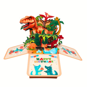 Biglietto di Auguri Pop-up 3D a Tema Giurassico con Dinosauri per Feste di Compleanno dei Bambini - Product Image 4