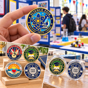 Monedas de desafío personalizadas para eventos escolares, con esmalte a color, para premios de ciencia, música, graduación y comunidad, OEM ODM - Product Image 3