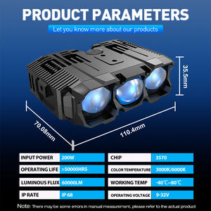 Xenप्लस नया डिजाइन Gm01 12v 24V 200w 600lm सफेद पीले रंग की आंखों से कार मोटरसाइकिल के लिए कोहरे की रोशनी का नेतृत्व किया - Product Image 6