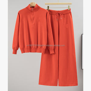 Unisex Fashion Casual Sports Printed Knit Set All Seasons Temperament Half-Zip Top Wide Leg Pants Two Piece Anti-UV Breathable - Product Image 5