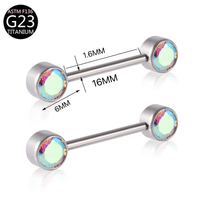 ASTM-F136 Titanium Nipple Rings Piercing Opal Tapered Tip Straight Rod Nipple Ring Ear Bridge Piercing Body Piercing Jewelry