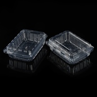 Boîte d'emballage alimentaire en PET transparente, jetable, à charnière, personnalisable, pour fruits, salades, etc.