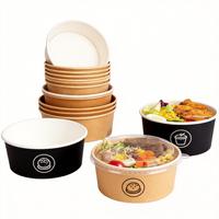 Boîte à lunch jetable XYA, boîte à salade carrée en papier kraft créative avec couvercle en PET/PP