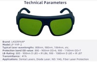 Lunettes de sécurité laser à fibre optique neuves, protection 900-1100 nm pour machines de découpe et de marquage