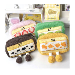 LABON Sac à crayons à fermeture éclair en peluche pour <span class=keywords><strong>sandwich</strong></span> Sac à crayons créatif à impression de dessins animés - Product Image 1