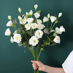 Vendita calda 4 teste Lisianthus fiori artificiali ornamenti di fiori soggiorno decorazione per la casa fiori matrimonio - Product Image 4