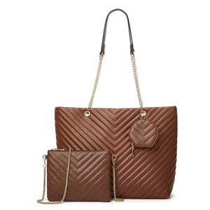 Ensemble de sacs fourre-tout pour femmes de grande capacité - Sac à bandoulière populaire, design tendance, grande taille, été/hiver, fermeture éclair, PU portable - Product Image 4