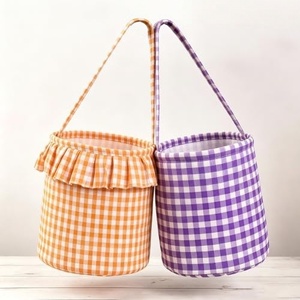 Cestas de Halloween de Lona Reutilizables, Bolsas para Dulces con Asa, Cestas a Cuadros para Niños, Bordado Personalizado - Product Image 4