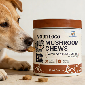 תוסף תזונה ללעיסה לכלבים, תמצית פטריות ביחס של 8:1, תומך בעור, אנרגיה ובריאות המפרקים, מכיל זנב תרנגול הודו ופטריית רעמת האריה, OEM/ODM - Product Image 1