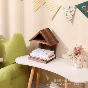 <b>Modern</b> Minimalist Wooden <b>Shelf</b> Solid Wood 2 Tier Desktop Bookcase Space Saving Living Room Reading Rack Bedside Magazine Storage - Product Image 2