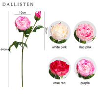 DALLISTEN Vente directe usine – Pivoine artificielle 64 cm effet naturel, tige unique, pour centre de table de mariage, arrangement floral, commande en gros