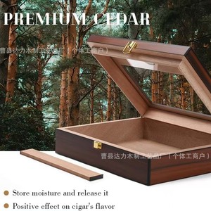กล่องซิการ์ไม้ทรงสี่เหลี่ยมพร้อมเทอร์โมมิเตอร์สำหรับผู้ชาย - Product Image 4