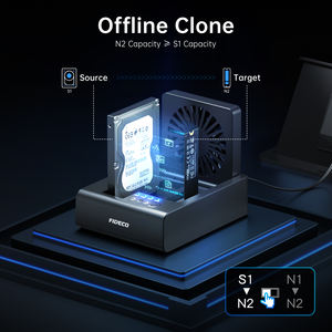 FIDECO Usb <span class=keywords><strong>3.2</strong></span> 10Gbps 2.5 3.5 pollici Hdd Sata Dock 2 Bay tipo C M.2 Nvme Clone Docking Station con ventola di raffreddamento - Product Image 2