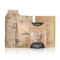 Sachets d'emballage en papier kraft blanc alimentaire amical pochette kraft debout sac en papier kraft brun debout pochette ziplock